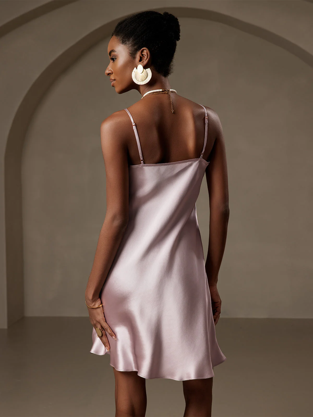Pure Silk Spaghetti Strap V Neck Short Dress - Image 32