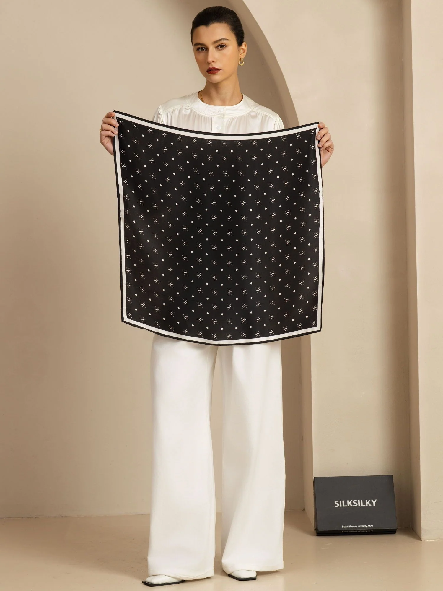 Pure Silk SilkSilky Brand Impression Square Scarf - Size 90x90cm - Image 5