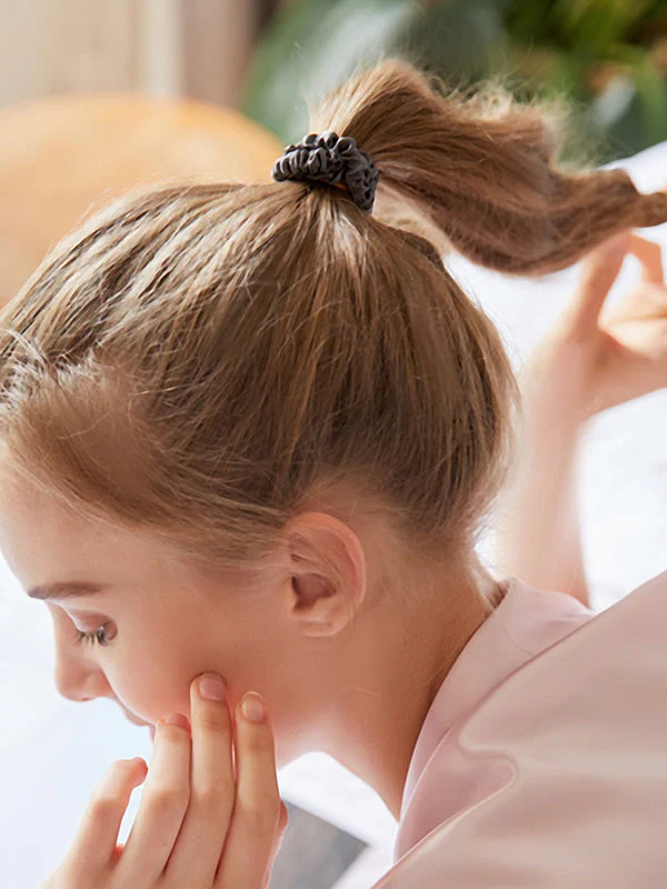 Pure Silk Soft Skinny Hair Scrunchie - 1cm - Image 5
