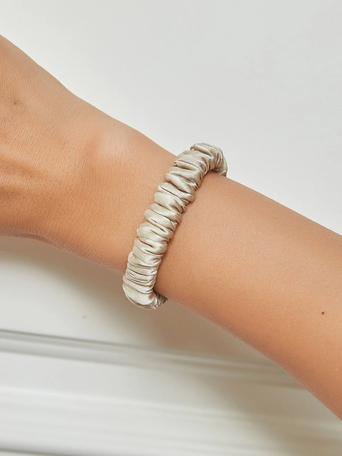 Pure Silk Soft Skinny Hair Scrunchie - 1cm - Image 6