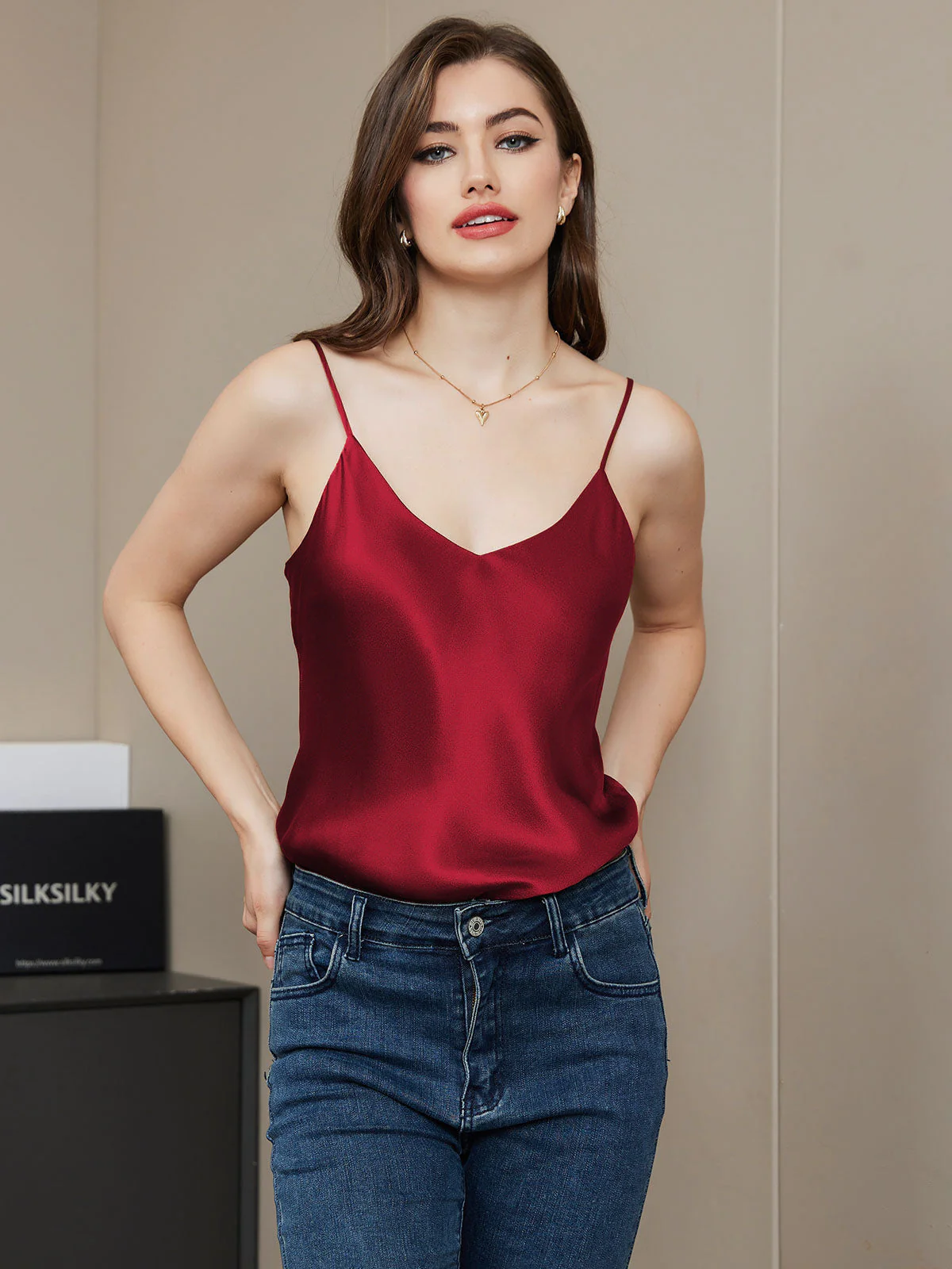 Pure Silk V Neck Camisoles - Image 38