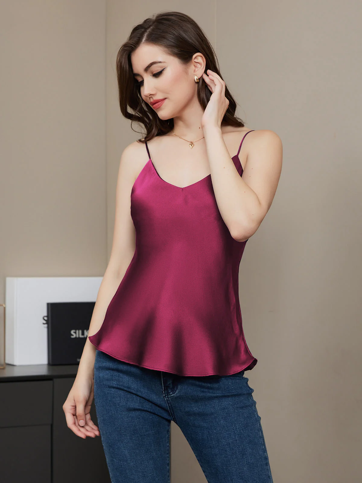 Pure Silk V Neck Camisoles - Image 44