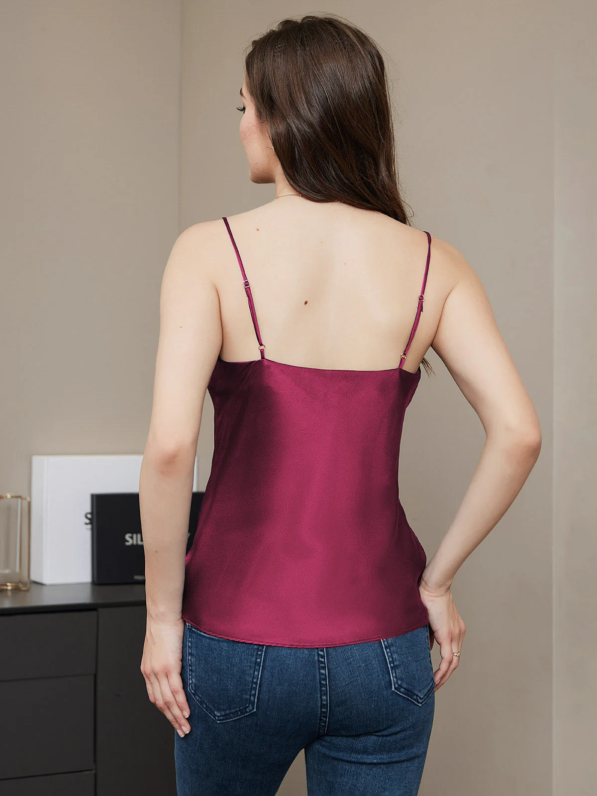 Pure Silk Spaghetti Strap V Neck Camisoles - Image 63