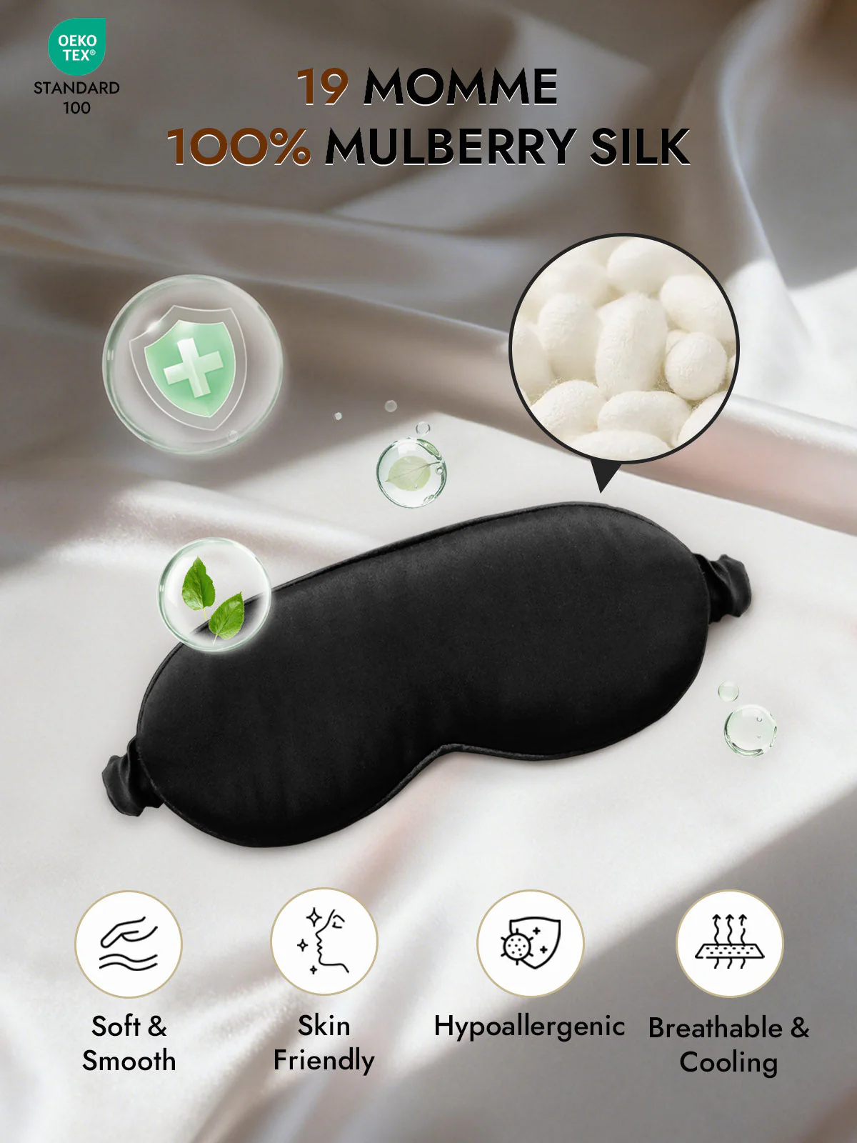 Pure Silk Eye Mask With Elastic Band - Image 2