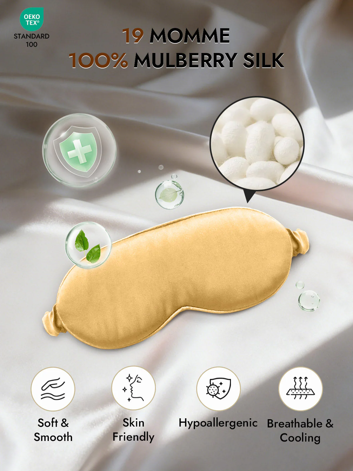 Pure Silk Eye Mask With Elastic Band - Image 37