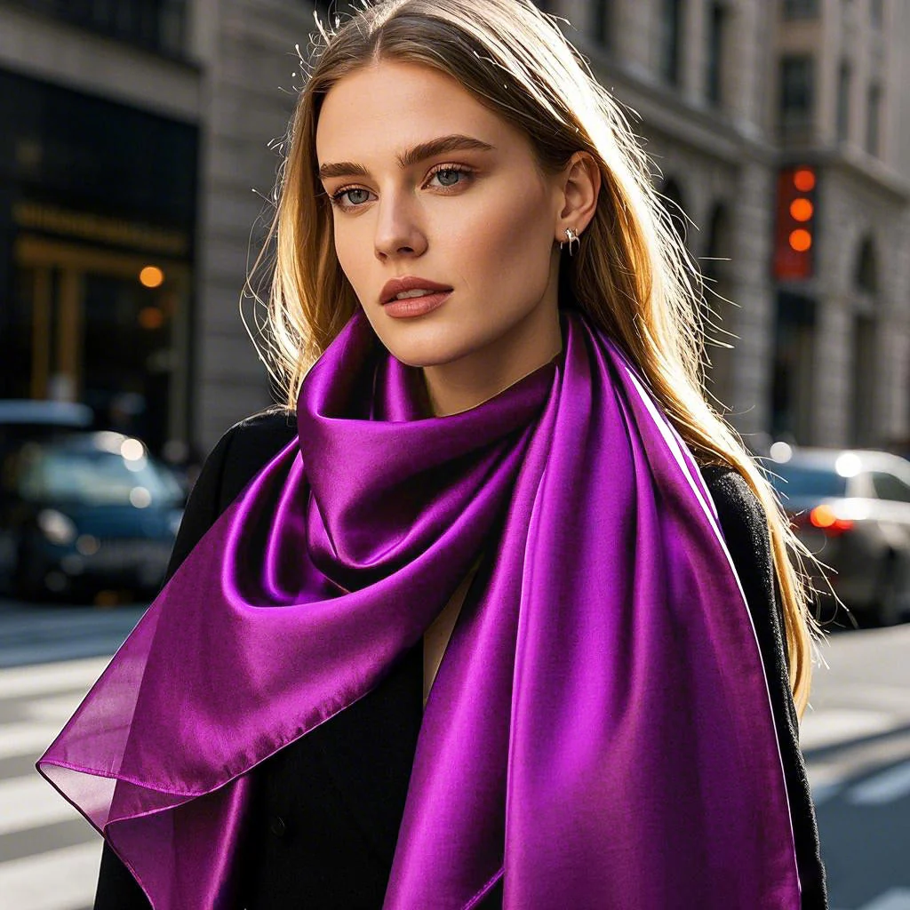 Pure Silk Rectangle Long Scarf/Shawl 170x53cm/67 - Image 55