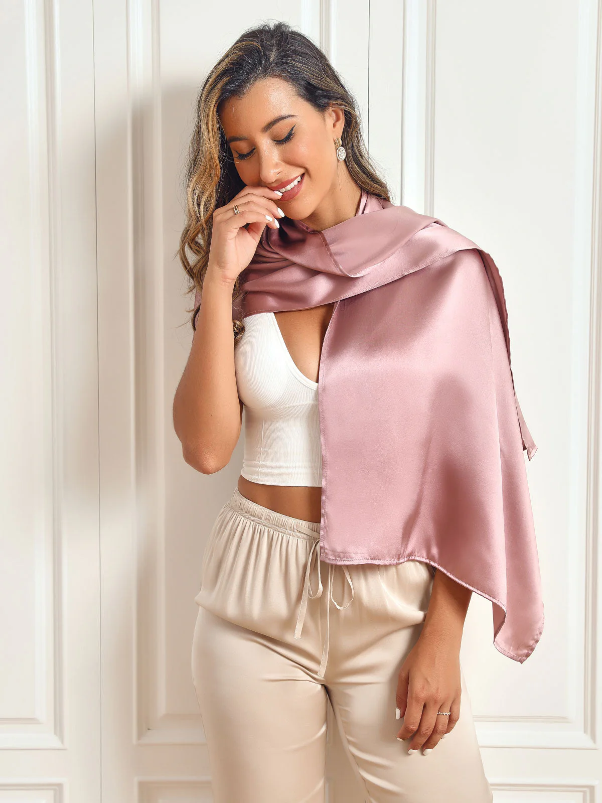 Pure Silk Rectangle Long Scarf/Shawl 170x53cm/67 - Image 71