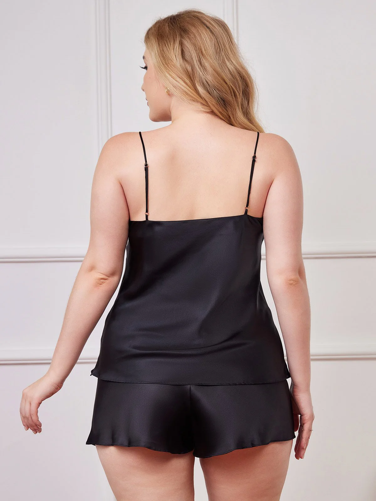 Pure Silk Spaghetti Strap Plus Size Camisole Set - Image 13