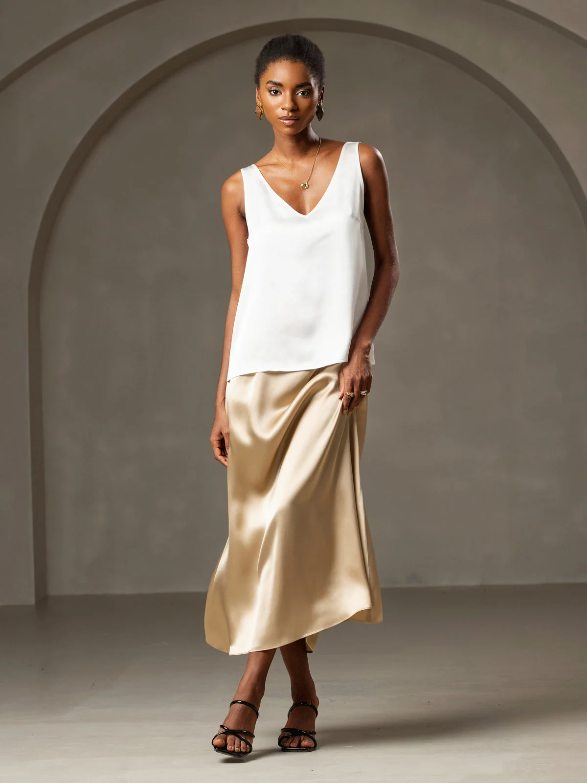 Clearance(US Warehouse) - Pure Silk Wide Straps Tank Top - Image 10