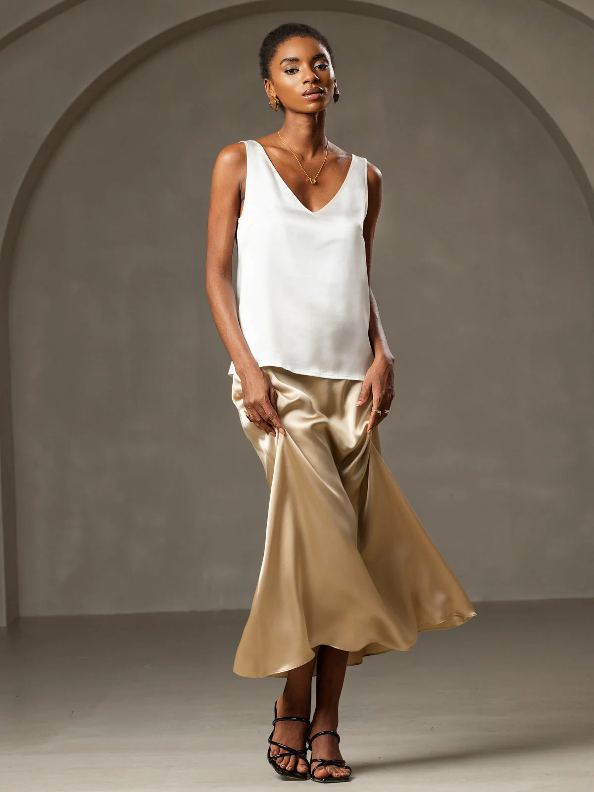 Clearance(US Warehouse) - Pure Silk Wide Straps Tank Top - Image 7