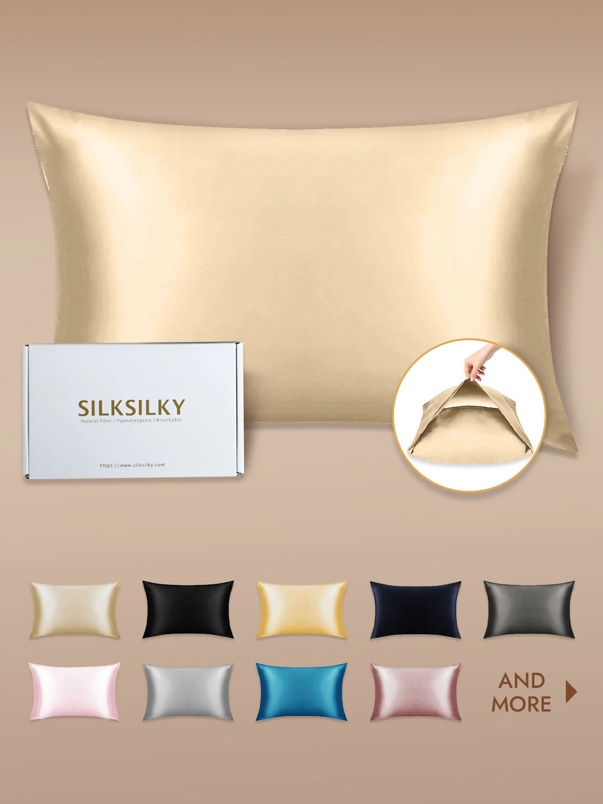 19Momme 100% Mulberry Silk Pillowcase - Envelope Closure - Image 133