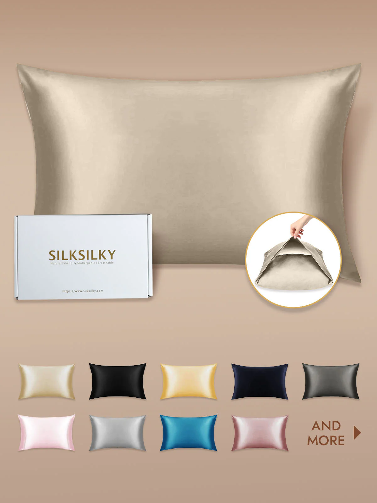 19Momme 100% Mulberry Silk Pillowcase - Envelope Closure - Image 151