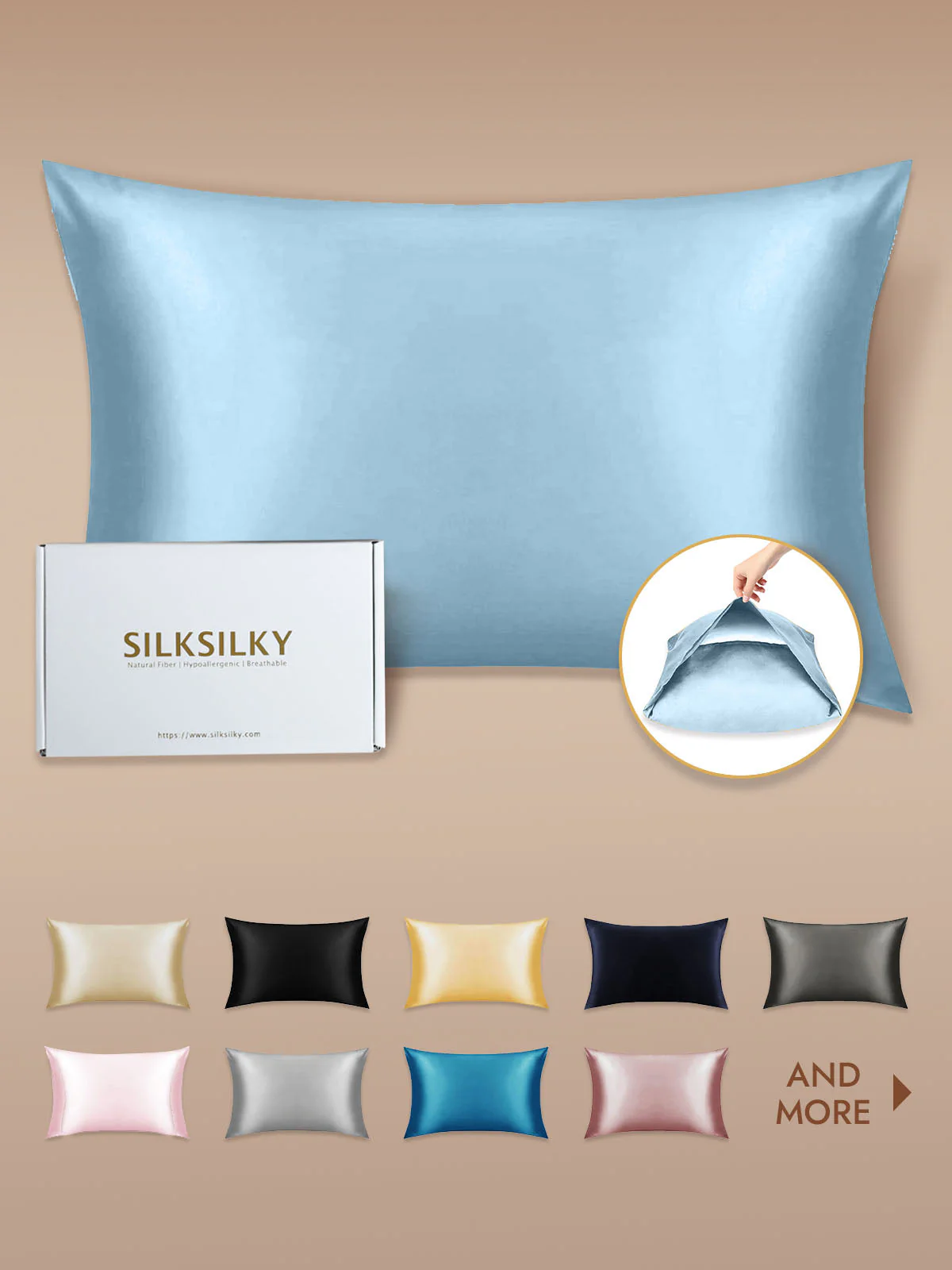 19Momme 100% Mulberry Silk Pillowcase - Envelope Closure - Image 160