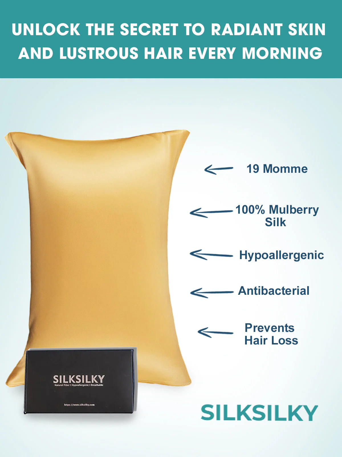 19Momme 100% Mulberry Silk Pillowcase - Envelope Closure - Image 36