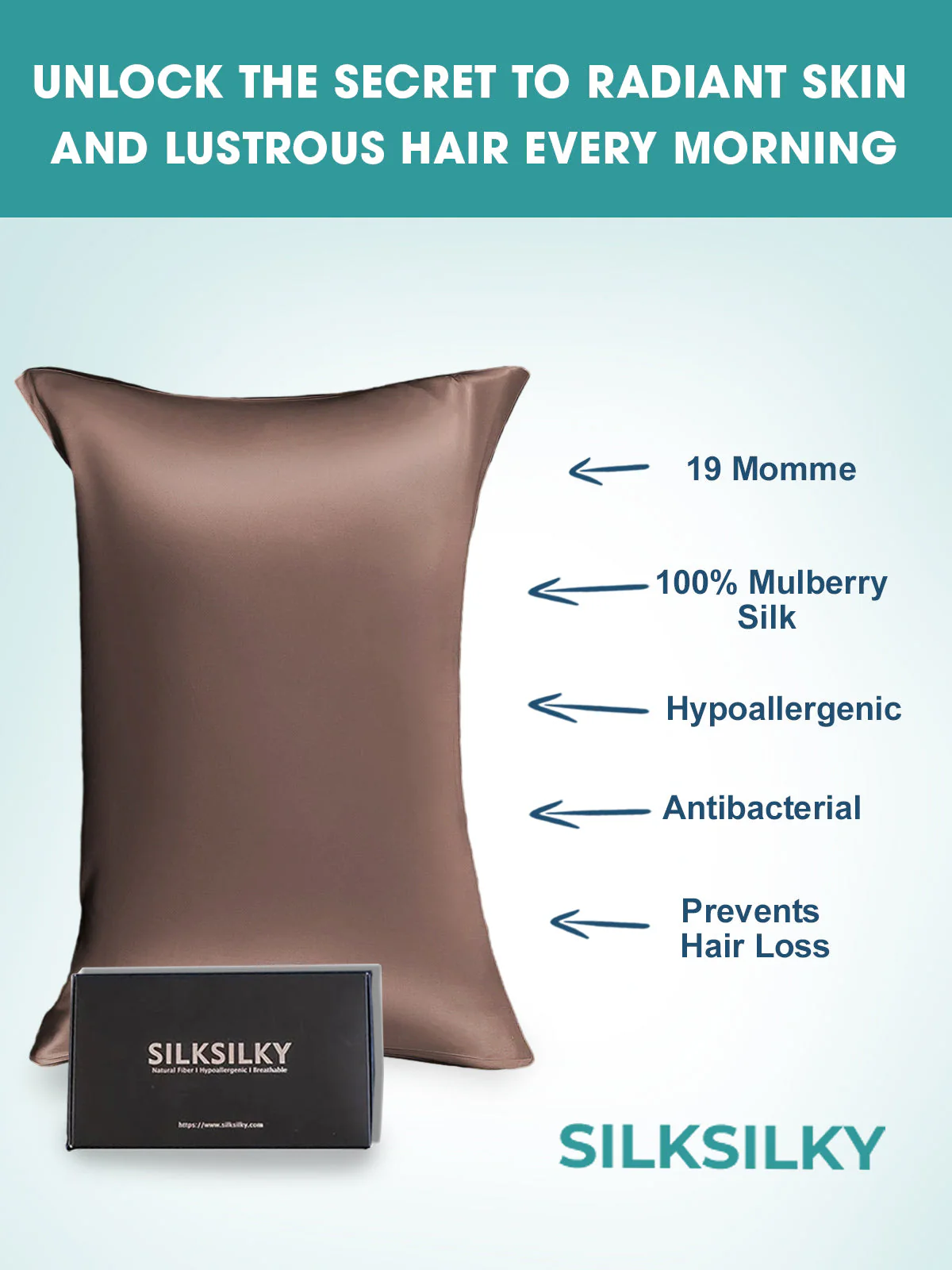 19Momme 100% Mulberry Silk Pillowcase - Envelope Closure - Image 54