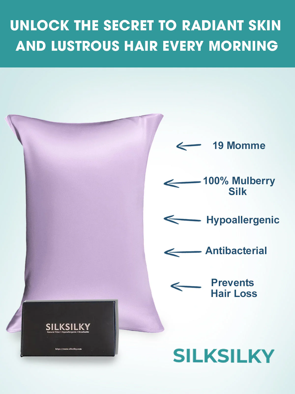 19Momme 100% Mulberry Silk Pillowcase - Envelope Closure - Image 60