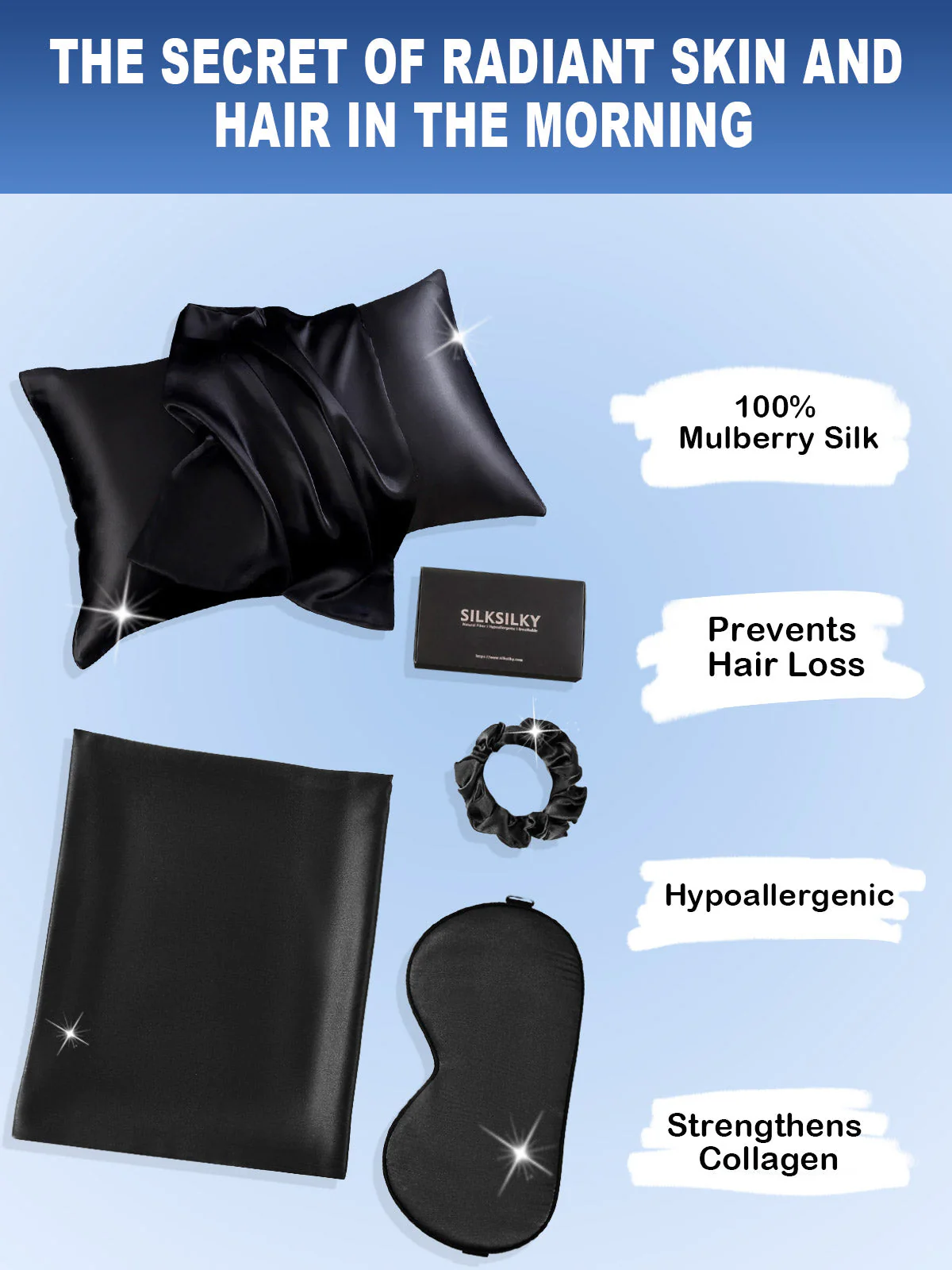 19Momme 3Pcs Set Silk Skin-Friendly Beauty Sleep Set (Envelope Pillowcase) - Image 12