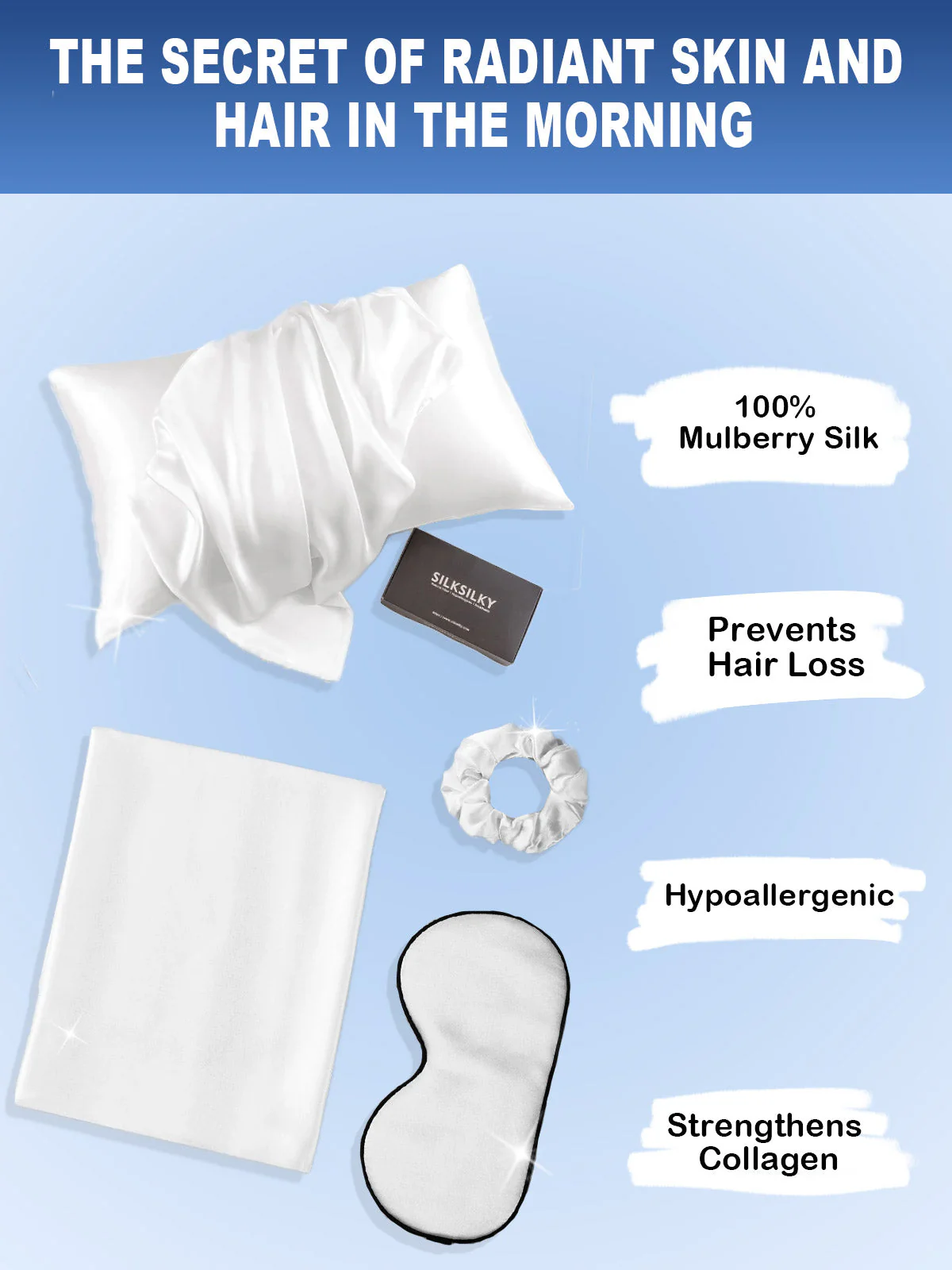19Momme 3Pcs Set Silk Skin-Friendly Beauty Sleep Set (Envelope Pillowcase) - Image 17