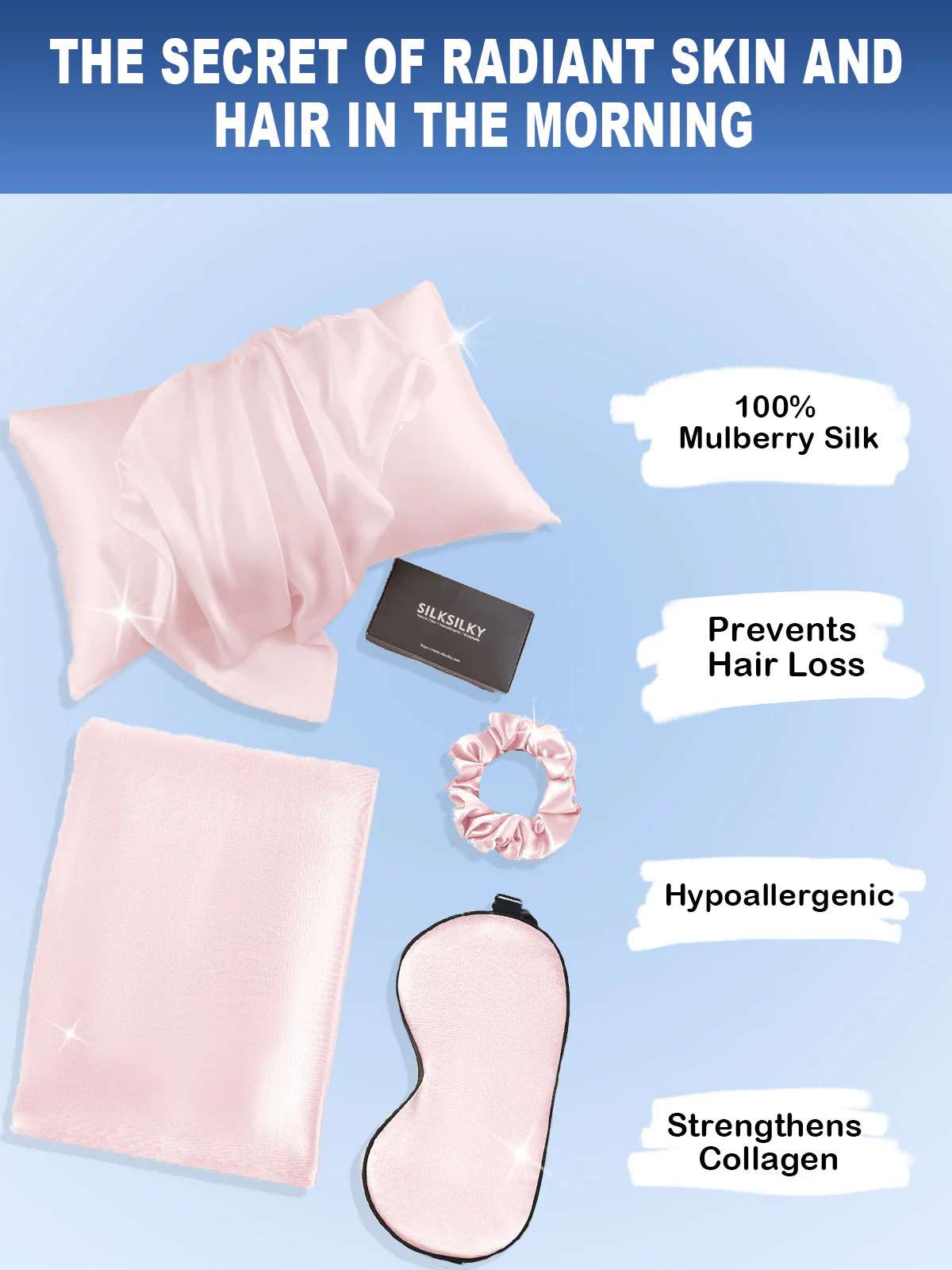 19Momme 3Pcs Set Silk Skin-Friendly Beauty Sleep Set (Envelope Pillowcase) - Image 22