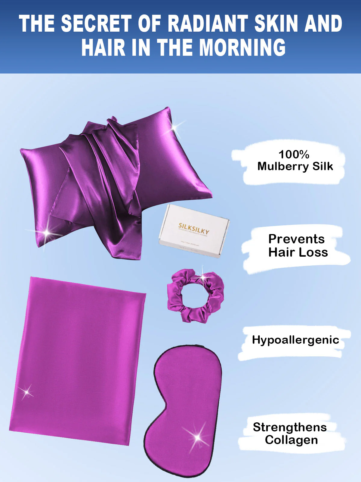 19Momme 3Pcs Set Silk Skin-Friendly Beauty Sleep Set (Envelope Pillowcase) - Image 43