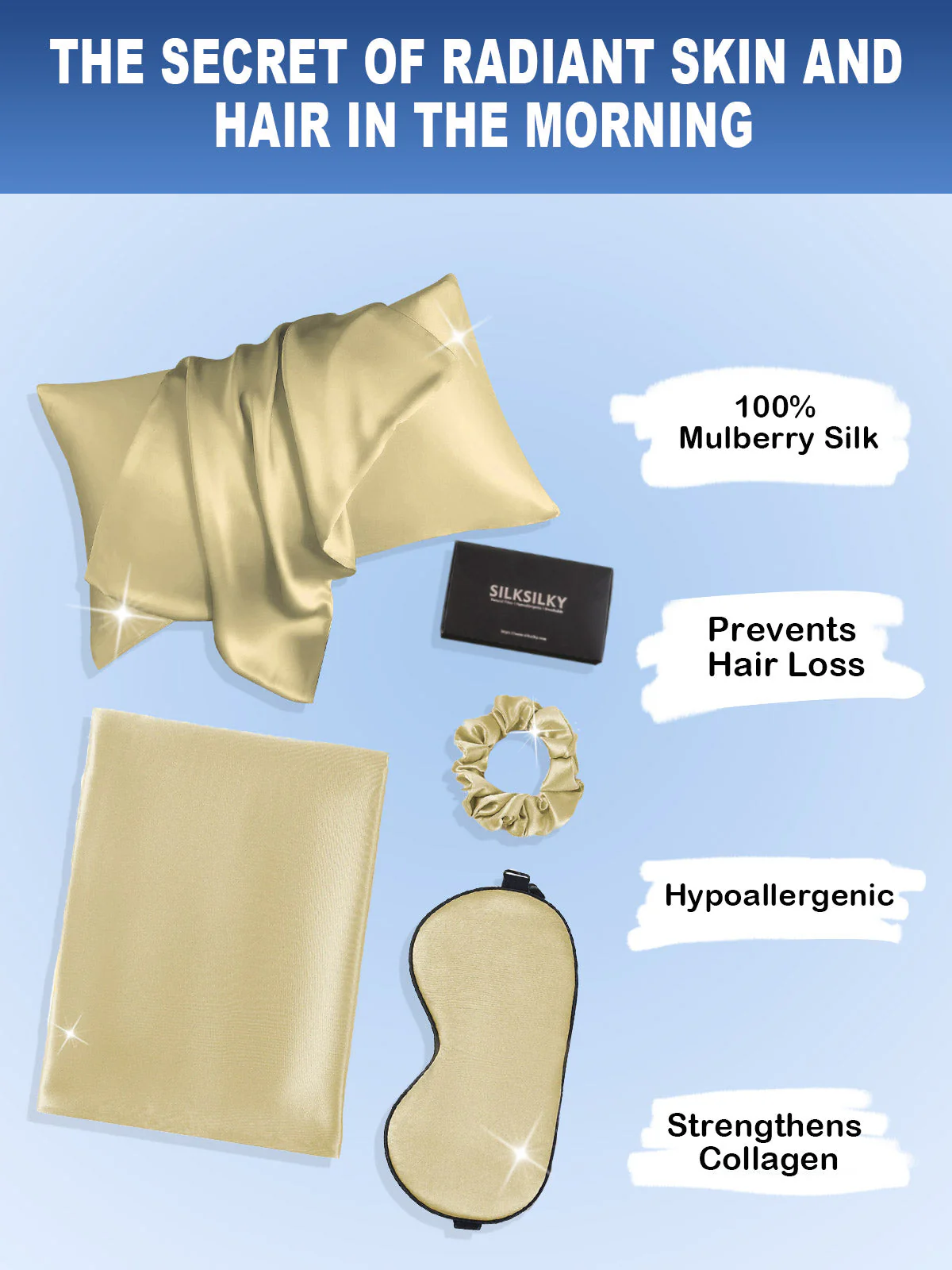 19Momme 3Pcs Set Silk Skin-Friendly Beauty Sleep Set (Envelope Pillowcase) - Image 74