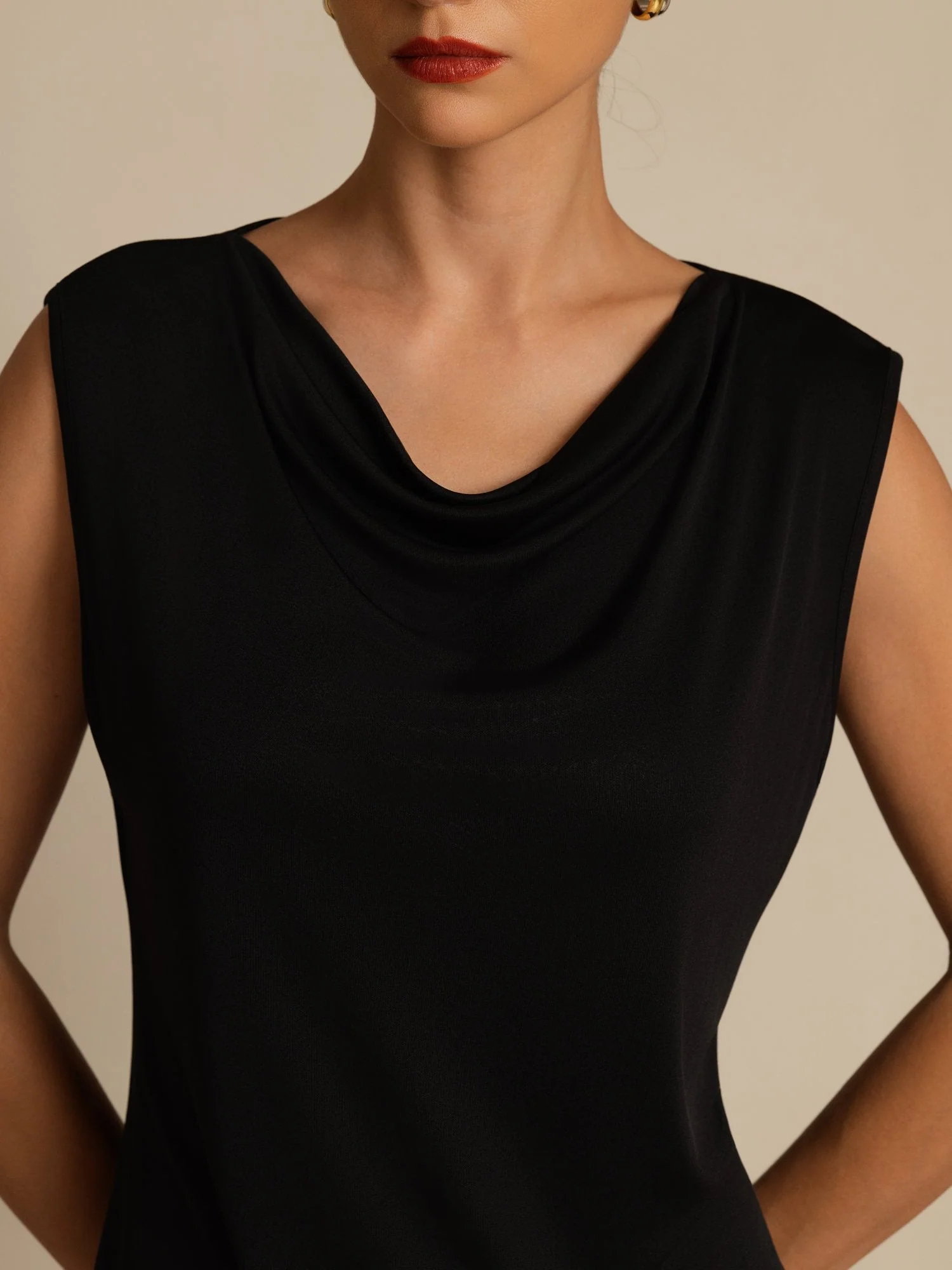 Pure Silk  Women's Sleeveless Cowl Neck Basic Casual Top - Image 12