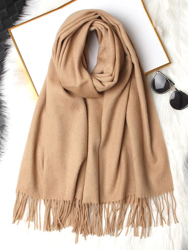 Pure Wool Scarf Shawl w/ Fringed Decoration 200x70cm/79 - Image 15