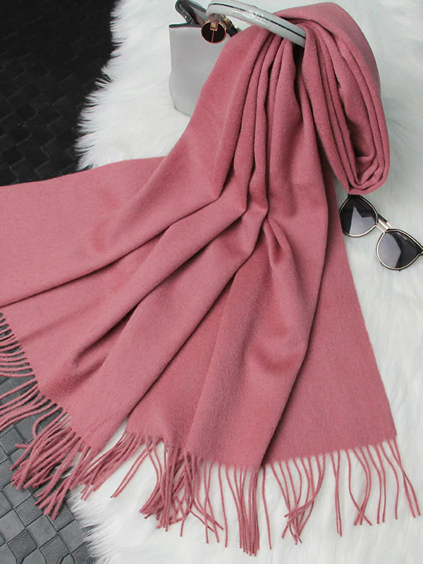 Pure Wool Scarf Shawl w/ Fringed Decoration 200x70cm/79 - Image 20
