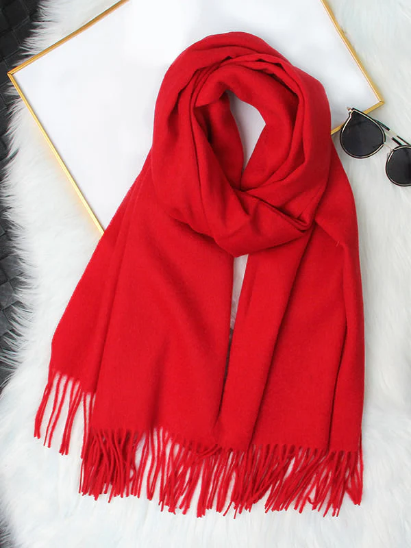 Pure Wool Scarf Shawl w/ Fringed Decoration 200x70cm/79 - Image 31