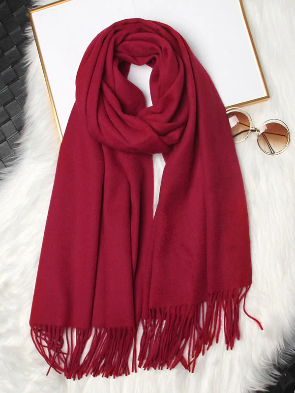 Pure Wool Scarf Shawl w/ Fringed Decoration 200x70cm/79 - Image 42