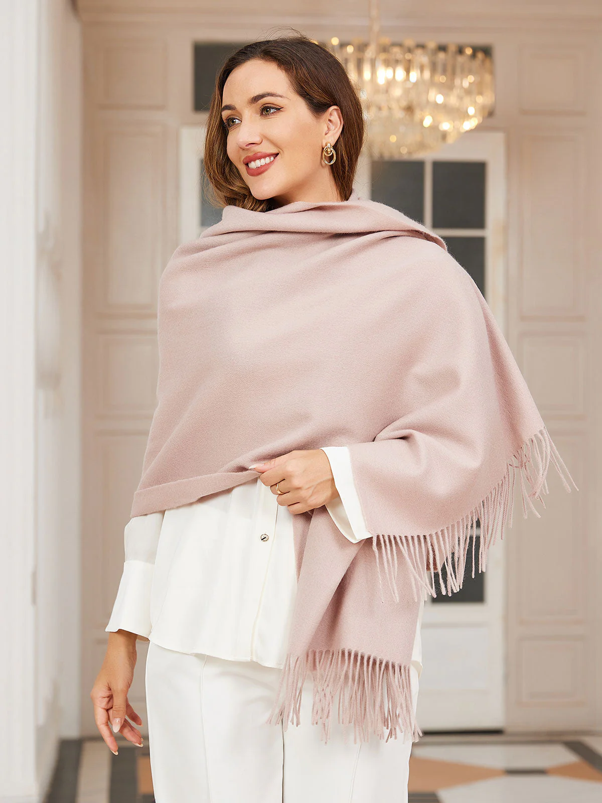 Pure Wool Scarf Shawl w/ Fringed Decoration 200x70cm/79 - Image 60