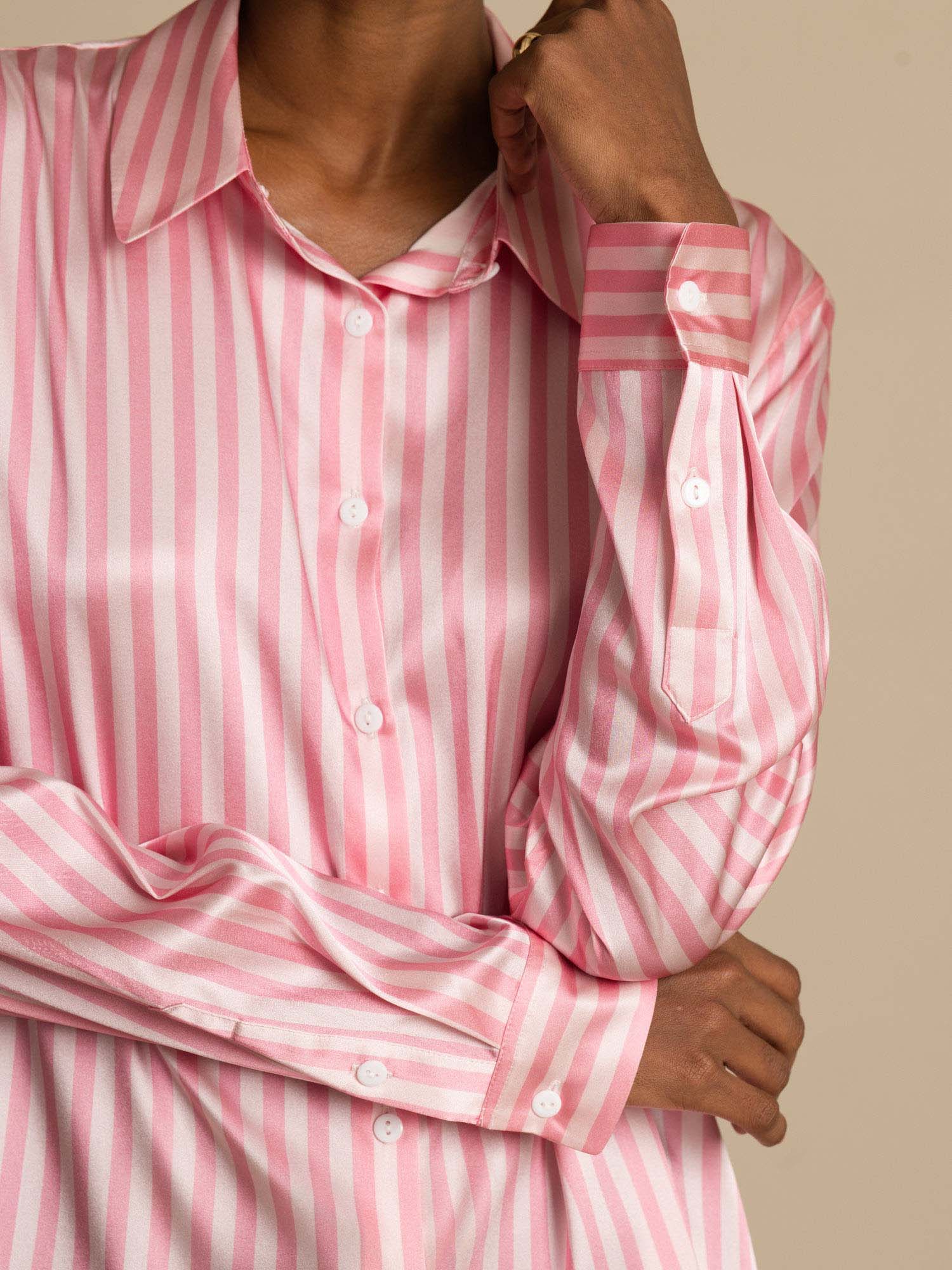 19Momme Silk Long Sleeve Lapel Collar Women's Shirt with Button Up Design - Image 27