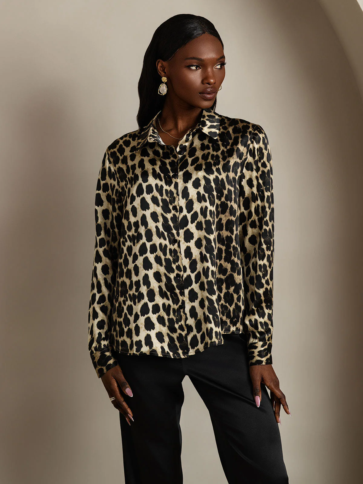 19Momme Silk Long Sleeve Lapel Collar Women's Shirt with Button Up Design - Image 50