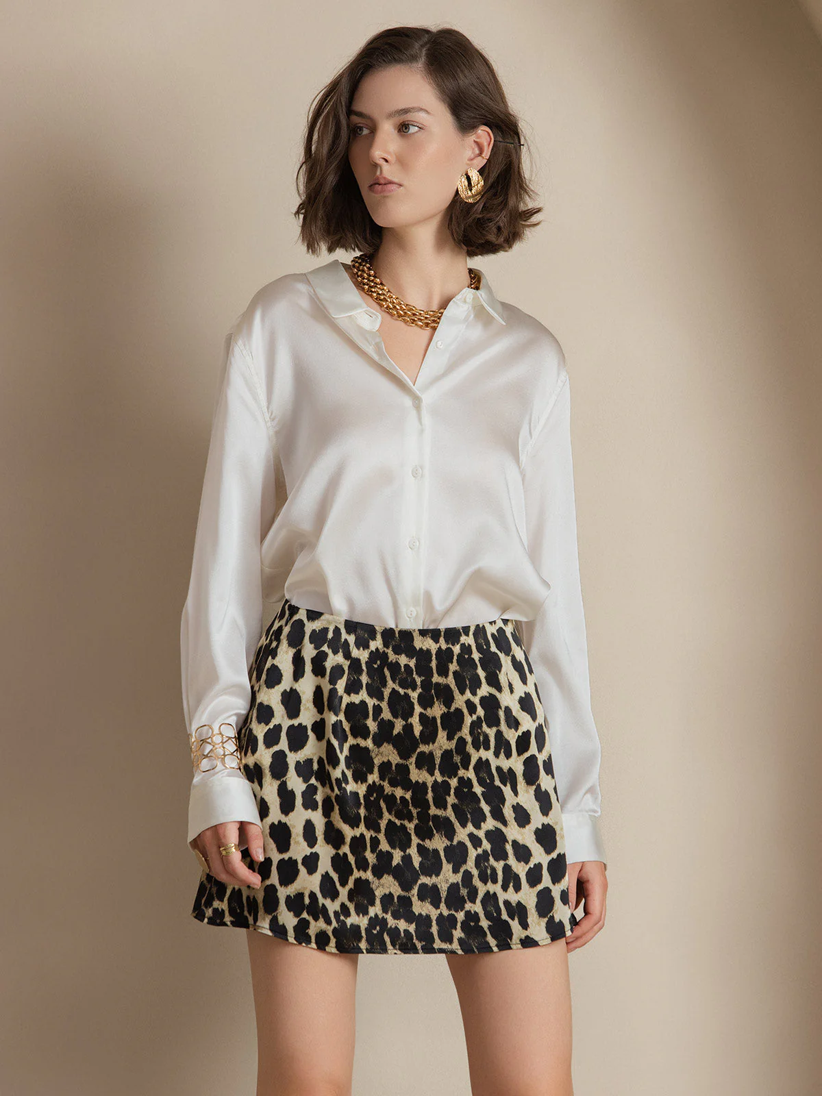 19Momme Silk Long Sleeve Lapel Collar Women's Shirt with Button Up Design - Image 83