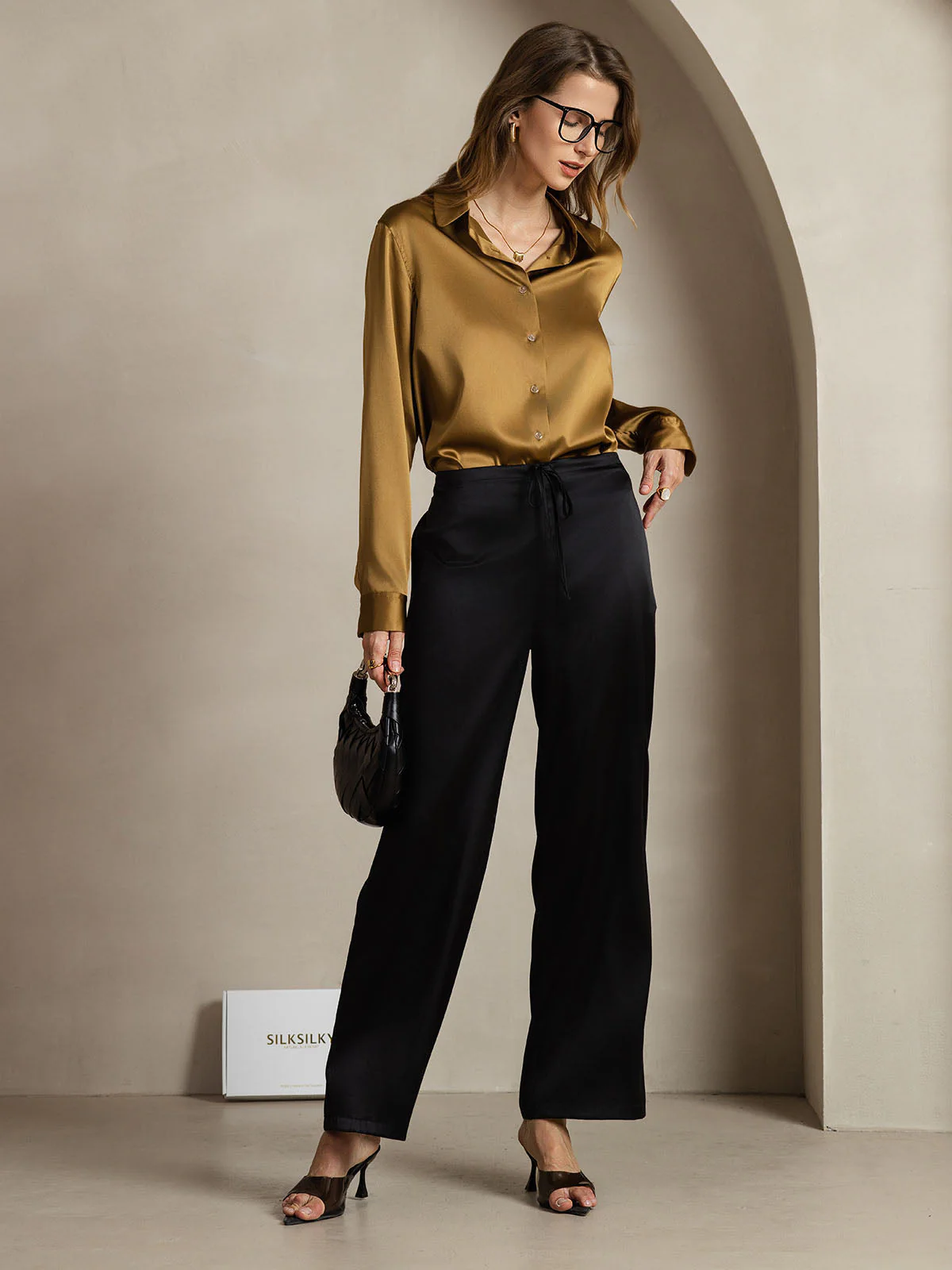 Clearance(US Warehouse) - 19Momme Silk Long Sleeve Lapel Collar Women's Shirt with Button Up Design - Image 3