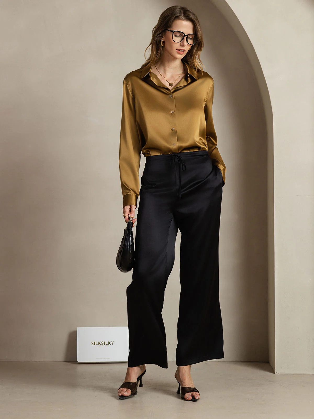 Clearance(US Warehouse) - 19Momme Silk Long Sleeve Lapel Collar Women's Shirt with Button Up Design - Image 7