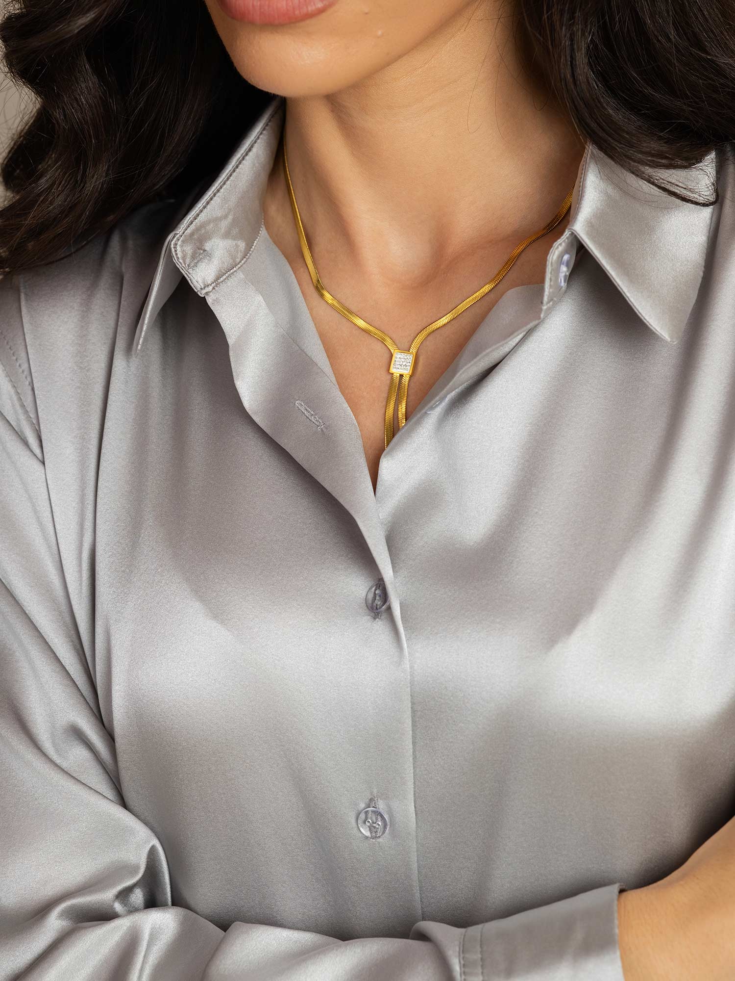 19Momme Silk Long Sleeve Lapel Collar Women's Shirt with Button Up Design - Image 127