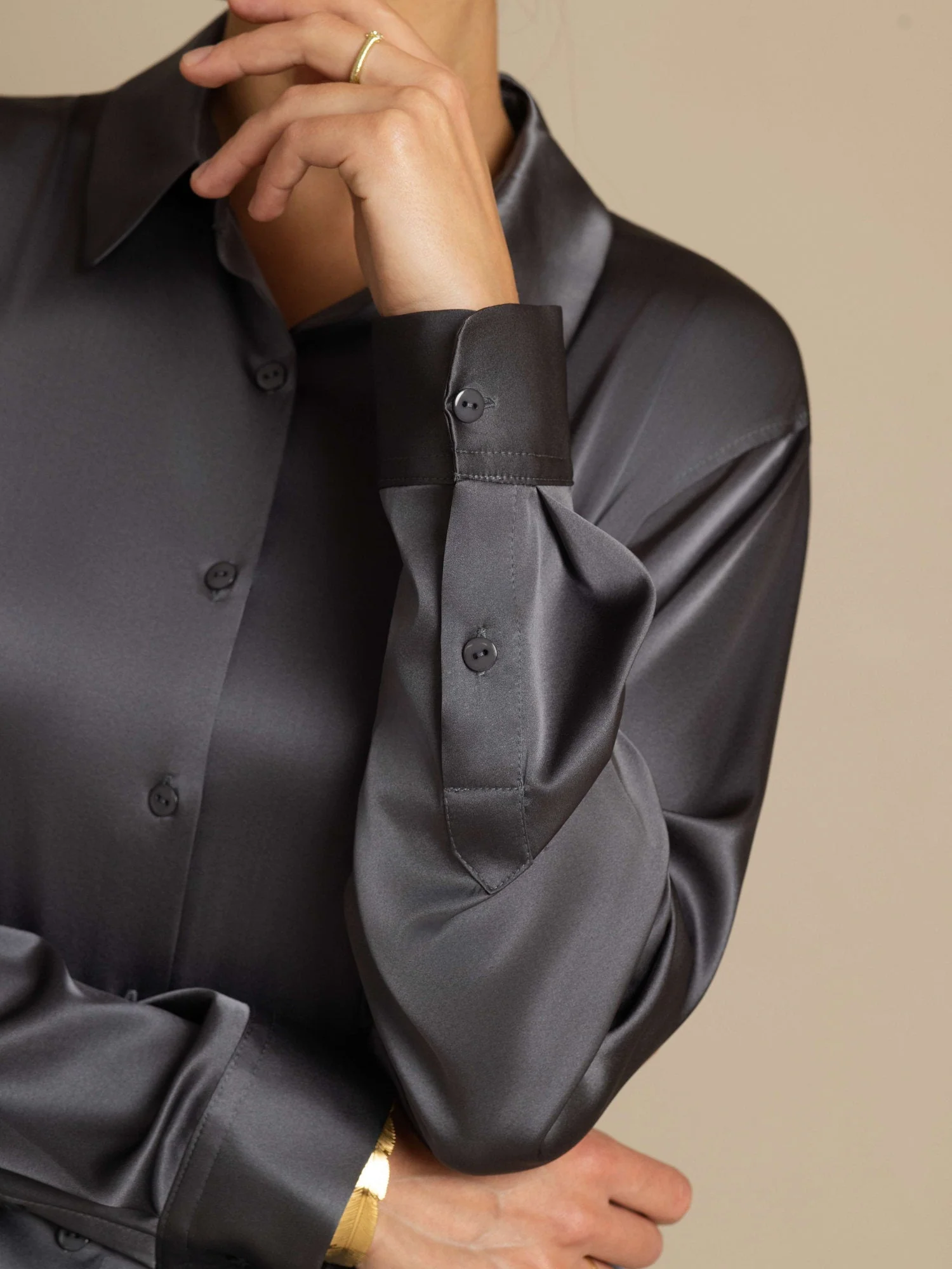 19Momme Silk Long Sleeve Lapel Collar Women's Shirt with Button Up Design - Image 139