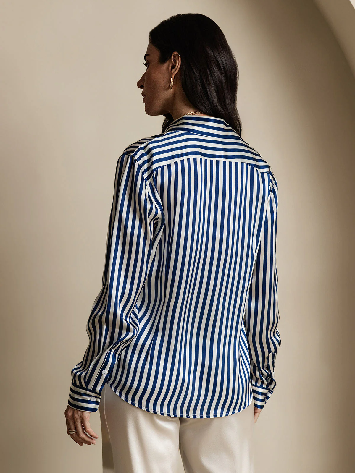 19Momme Silk Long Sleeve Lapel Collar Women's Shirt with Button Up Design - Image 20