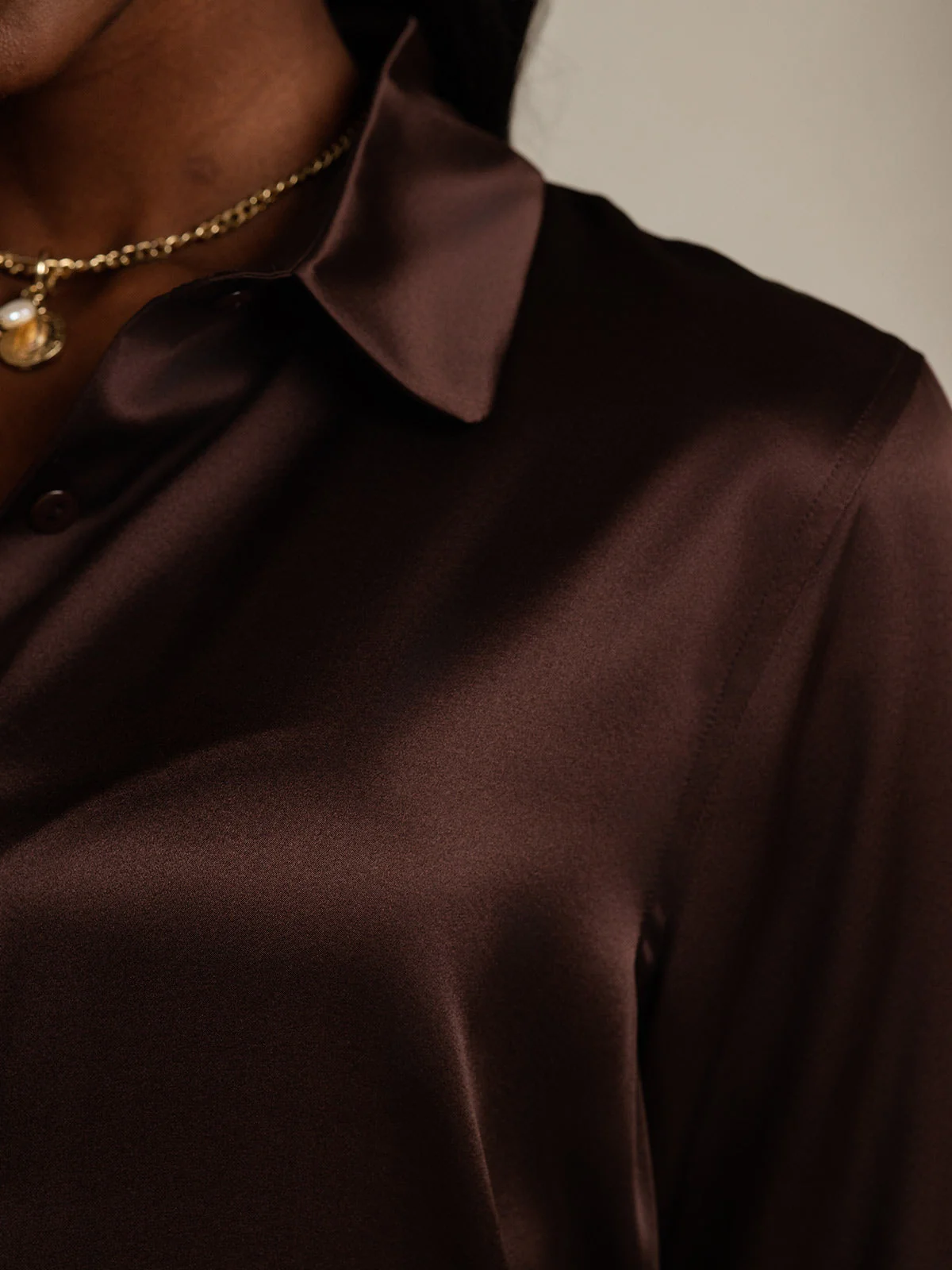 19Momme Silk Long Sleeve Lapel Collar Women's Shirt with Button Up Design - Image 36