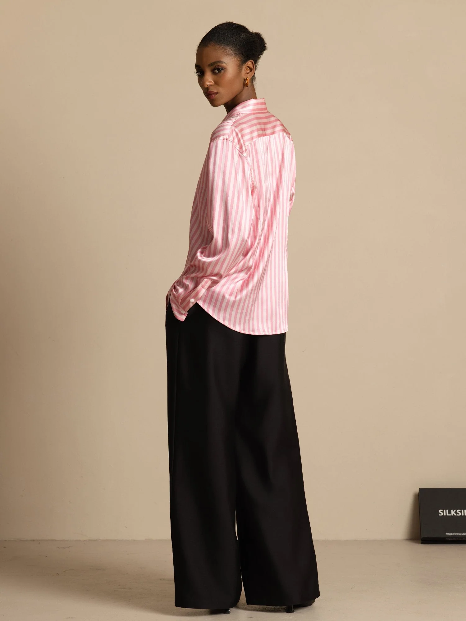 19Momme Silk Long Sleeve Lapel Collar Women's Shirt with Button Up Design - Image 75