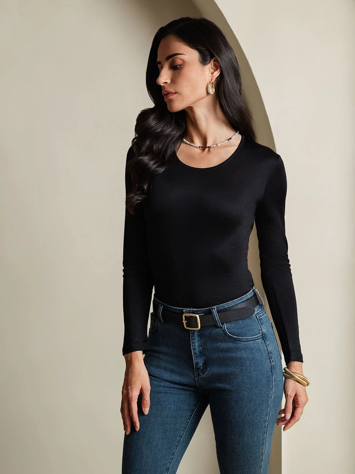 Women's Silk Long Sleeve Round Neck Top - Image 13