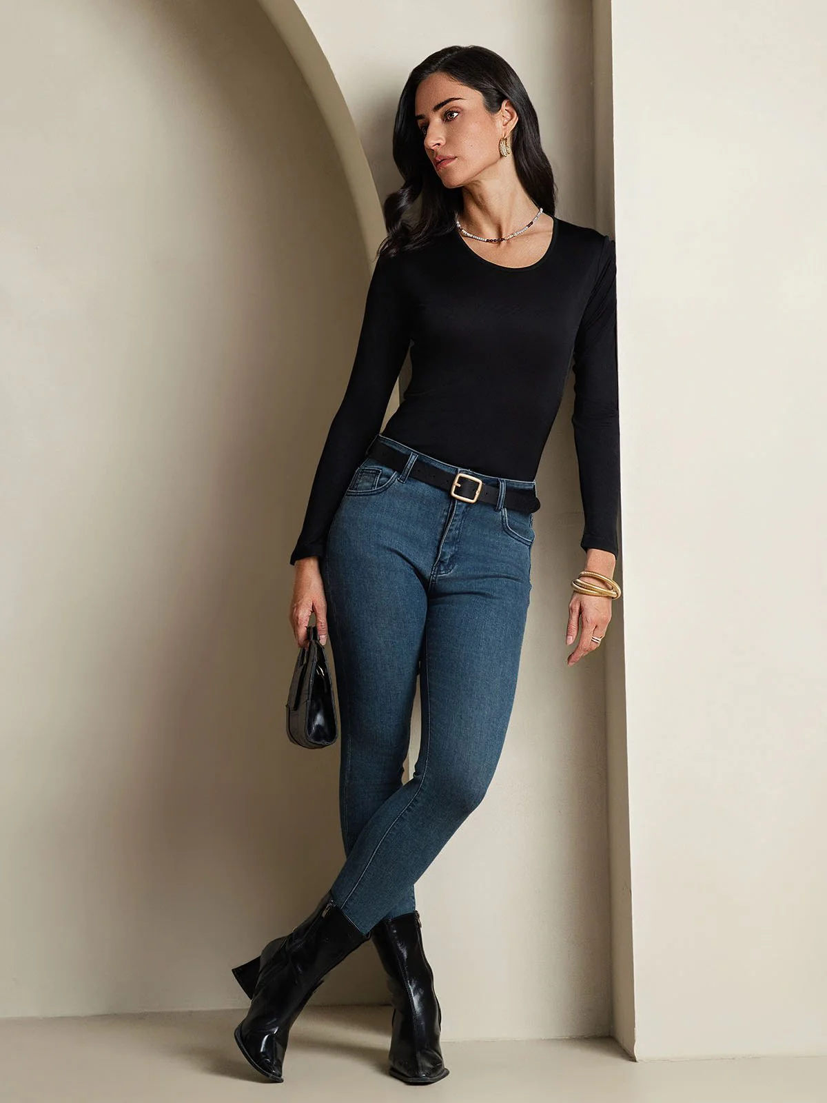 Women's Silk Long Sleeve Round Neck Top - Image 14