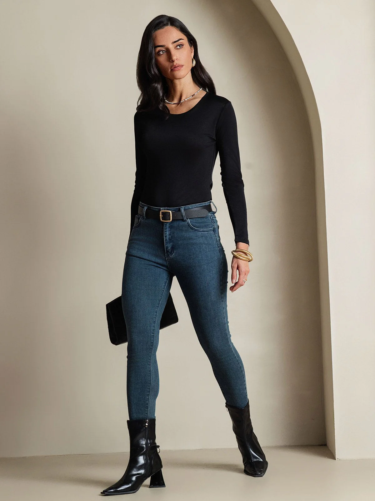 Women's Silk Long Sleeve Round Neck Top - Image 16
