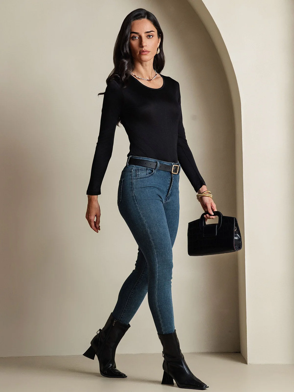 Women's Silk Long Sleeve Round Neck Top - Image 17