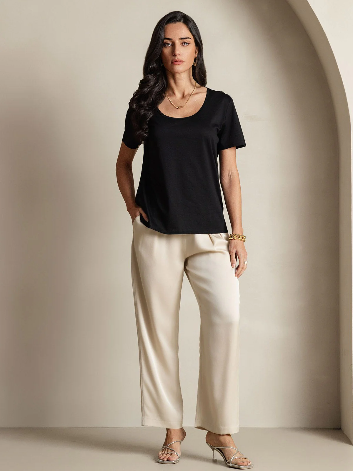 Clearance(US Warehouse) - Silk Blend U-Neck Women's T-Shirt - Image 10