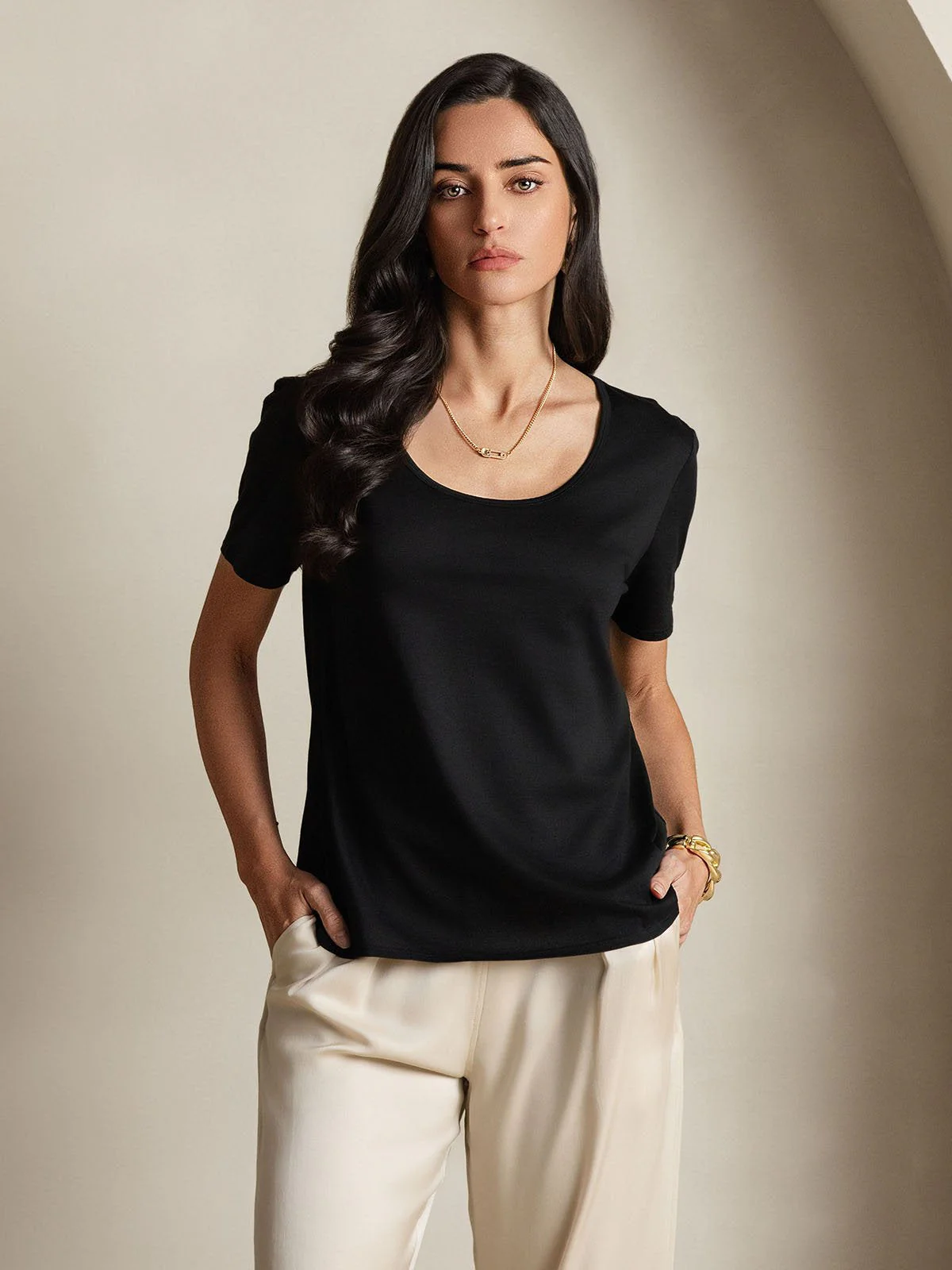 Clearance(US Warehouse) - Silk Blend U-Neck Women's T-Shirt - Image 11