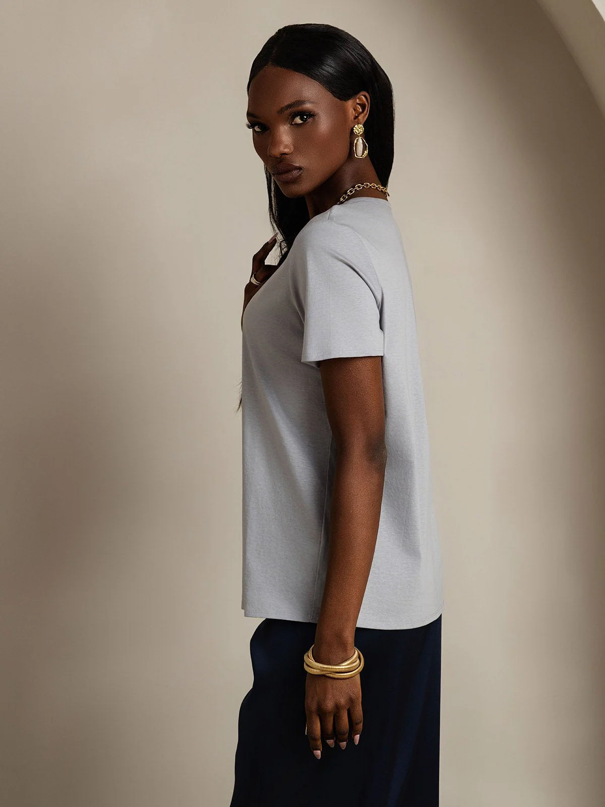 Clearance(US Warehouse) - Silk Blend U-Neck Women's T-Shirt - Image 4