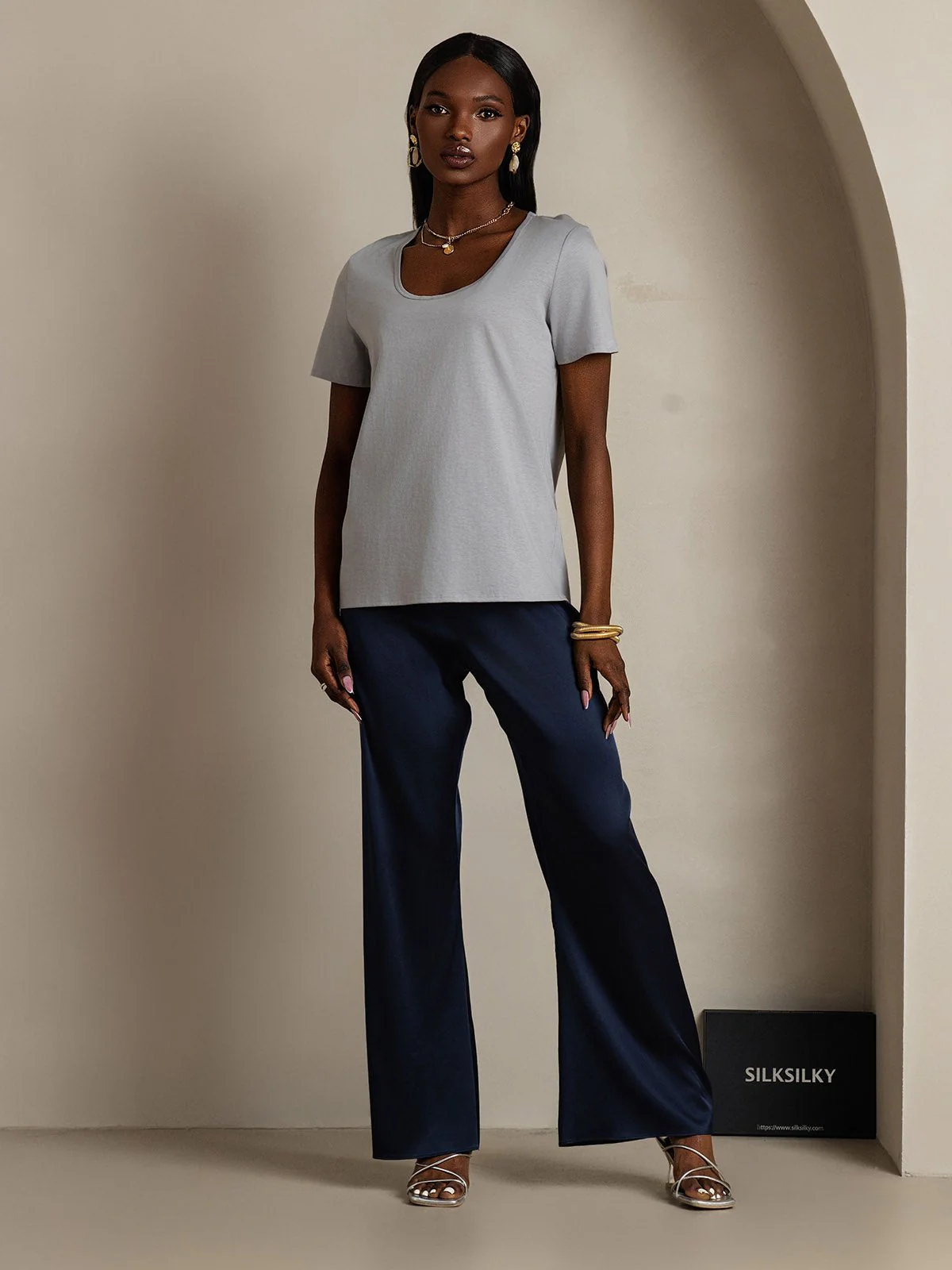 Clearance(US Warehouse) - Silk Blend U-Neck Women's T-Shirt - Image 6