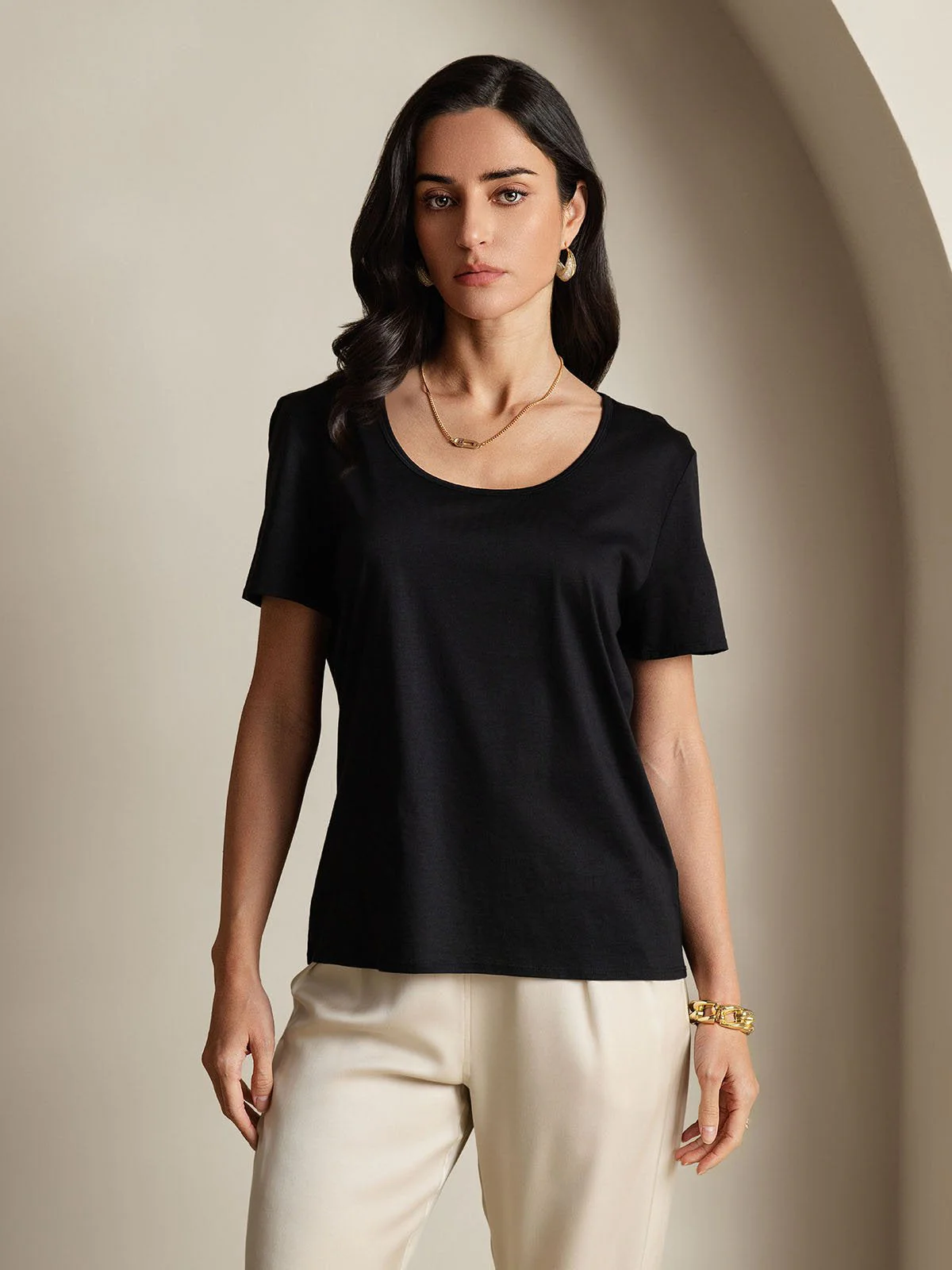Clearance(US Warehouse) - Silk Blend U-Neck Women's T-Shirt - Image 7